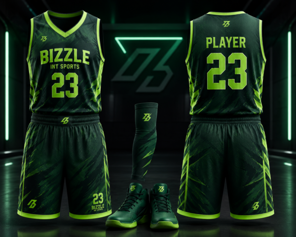 Custom Green Basketball Uniform Manufacturer – Trendy Team Basketball Jersey Set